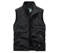 YOUCAI Gilet da Lavoro Uomo Softshell Smanicato Abbigliamento Gilet da Pesca Veste Leggero Traspirante Multitasche Panciotto per Caccia Pesca Tempo Libero Fotografi,Nero,M