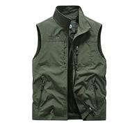 YOUCAI Gilet da Lavoro Uomo Softshell Smanicato Abbigliamento Gilet da Pesca Veste Leggero Traspirante Multitasche Panciotto per Caccia Pesca Tempo Libero Fotografi,Esercito verde,L