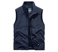 YOUCAI Gilet da Lavoro Uomo Softshell Smanicato Abbigliamento Gilet da Pesca Veste Leggero Traspirante Multitasche Panciotto per Caccia Pesca Tempo Libero Fotografi,Marina Militare,XS