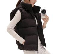YOUCAI Gilet Donna Corto Leggero Giacca con Cappuccio Elegante Caldo Trapuntato Giubbino Senza Maniche Imbottita Caldo Invernale Giubbotto Smanicato con Cerniera,Nero,XS