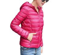 YOUCAI Piumino Leggero Donna con Cappuccio Ultraleggeri Slim Giacche di Imbottito Slim Fit Capispalla Corto Giacca Primaverile Invernale,Rose,S