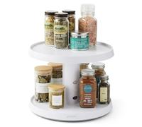 YouCopia, Crazy Susan Lazy Susan, Giradischi a due livelli, regolabile in altezza, organizer per armadio da cucina e dispensa, colore: bianco