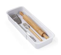 YouCopia DrawerFit, cestino scorrevole per cassetti, organizer da cucina espandibile e regolabile, 1, bianco maculato