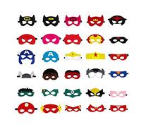 YOUDALIS 30 Pezzi Maschere di Supereroi, Cosplay Maschere per Feste in Feltro, Feltro Mascherine con Nastro Elastico per Cosplay Compleanno Natale Halloween