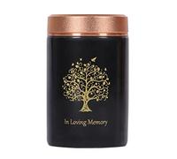 Youdear Memorials Piccola Umana Urna per Ceneri con Albero della Vita, 7,6 cm, Nero, Ceramica, Stampa Unica, 5 Pollici Cubi
