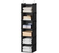 YOUDENOVA Organizer Armadio da Appendere, Portatutto da Appendere con 6 Scomparti con 2 compartiment Laterali, Portatutto Armadio Divisori Interno, Salvaspazio Organizzatore Armadio Scaffale Nero