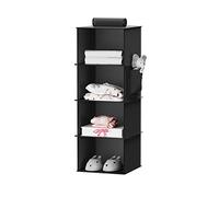 YOUDENOVA Organizer Armadio, Portaoggetti da Appendere, Portattuto da Appendere con 4 Scomparti, Organizzatore Armadio Scomparti per Armadio Interno, per Maglioni, Accessori, Nero