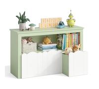 YOUDENOVA Scaffale per bambini, con 3 scatole, per giocattoli, 102,2 x 33 x 61,5 cm, per la cameretta dei bambini, per libri di immagini, libri di storia e giocattoli, verde