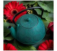 YOUDOIT - Teiera In Ghisa Hanami Verde Smeraldo 1,2 L + 4 Cannucce In Acciaio Inossidabile