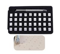 Youehsent 36 PCS Leather Alphabet Stamp Set, 26 Letters A-Z Alphabet, 10 Numbers Stamps Steel Punch Tool + 1 Stamping Handle, Letter Punch Tool for DIY Leather Craft (6.5 mm)