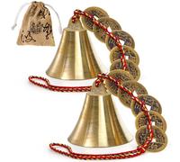 YOUEON 2 Pack Chinese Feng Shui Bell for Wealth and Safe, Chinese Hanging Decor Wind Chimes with Coins for Good Luck, Peace and Success for Indoor Outdoor Patio Front Door