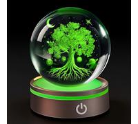 YouerCrystal Albero della vita sfera di cristallo con base a LED, galassia, spazio, astronomia, regali, pianeti, universo, globo, scienza, astrofisica, regalo, luce notturna per bambini e adulti