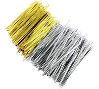 Youery 2000 Cravatte a Spirale Colorate metallizzate,4 Fascette in Lamina Metallica,sigillanti Metallici per Pane,Caramelle,Biscotti,Sacchetti Regalo(Argento con Oro)