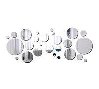 Youery 32 pezzi Adesivo Specchio Rotondo Rotondo Cerchio Specchio Adesivo Parete Specchio Decal Fogli autoadesivi Cerchio Casa Decorazione Per soggiorno camera da letto sfondo decorazione della