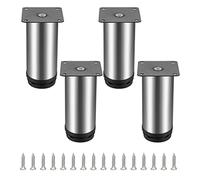 Youery 4 Pcs Piedini regolabili per mobili,100mm Rotondi Gamba per Mobili in Acciaio Inossidabile Piedi Rotondi Regolabili in Acciaio Inossidabile Facile da Pulire e Mantenere per Mobili per la casa