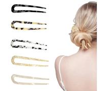 Youery 5 forcine per capelli a forma di U, a disco, vintage, stile francese, fermaglio per capelli a forma di tartaruga, forcina in metallo, 2 denti