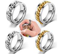 Youery Apribottiglie 4 Pezzi Rings,Anelli per Catene Portatili Cavatappi Strumento Regalo Creativo Anello Girevole in Acciaio al Titanio a Catena (8mm,Due Colori e Dimensioni)