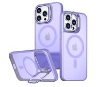 Youery Custodia per iPhone 15 MagSafe con supporto, custodia per cellulare, supporto integrato per cellulare, retro antigraffio (lilla, 13/14)