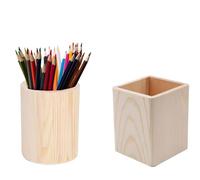 Youery Portapenne Quadrati Legno,Portamatite,Portapenne Rotondo,Portamatite da Scrivania,Multi-Function Pencil Pot,Convient aux Vestiaires de Bureau