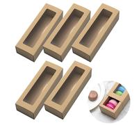 Youery Set di 10 scatole per macarons con finestra di visualizzazione, per cupcake e biscotti, 20,5 x 7 x 5 cm, piccole scatole trasparenti per panetterie, famiglie e artigiani (marrone)