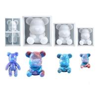 Youery Stampi in silicone per orsi 3D, stampo in silicone,Moud per gioielli in resina epossidica per piccole colate gommose fai da te ciondolo portachiavi ornamento artigianato artistico (4pcs)