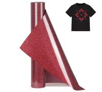 Youery Vinile Termoadesivo per Tessuti,30 x 150 cm Rotoli di Vinile Trasferimento Termico,HTV Foglio di Trasferimento di Glitter per tessuti,T-Shirt,Termovinile vinile per Cricut (rosso lampeggiante)