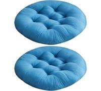 YOUGANG Confezione da 2 cuscini rotondi per sedia da 35 x 35 cm, in cotone, con imbottitura completa, per sala da pranzo e cucina, cuscini antiscivolo per sedile dell'auto (blu)
