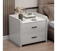 YOUGANG Comodino con cassetti e ripiano aperto, moderno comodino in legno naturale, per camera da letto, soggiorno, casa, ufficio (bianco, B)
