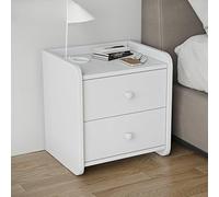 YOUGANG Comodino con cassetti e ripiano aperto, moderno comodino in legno naturale, per camera da letto, soggiorno, casa, ufficio (bianco, D)