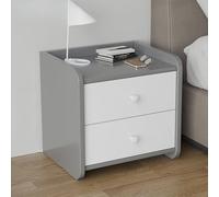 YOUGANG Comodino con cassetti e ripiano aperto, moderno comodino in legno naturale, per camera da letto, soggiorno, casa e ufficio (grigio, E)