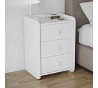 YOUGANG Comodino con cassetti e ripiano aperto, moderno comodino in legno naturale, per camera da letto, soggiorno, casa, ufficio (bianco, F)