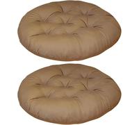 YOUGANG Confezione 2 cuscini rotondi 35x35 cm, cotone, imbottitura completa, sala da pranzo e cucina, cuscini antiscivolo auto (marrone)