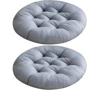 YOUGANG Confezione da 2 cuscini rotondi per sedia, 35 x 35 cm, in cotone, imbottitura completa, per sala da pranzo e cucina, antiscivolo, per pavimento e sedile dell'auto (grigio)