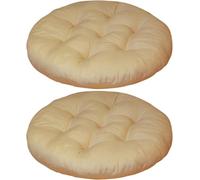 YOUGANG Confezione da 2 Cuscini Rotondi per Sedia 35x35cm in Cotone con Imbottitura Completa per Cucina e Sala da Pranzo, Cuscino Antiscivolo per Seduta da Pavimento e per Sedile Auto (Beige)