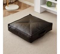YOUGANG Cuscino per rialzo in ecopelle, cuscino per pavimento, spesso, quadrato, portatile, impermeabile, per sedie da giardino, sedia a rotelle, per anziani (nero, 50 x 50 x 10 cm)