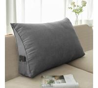 YOUGANG Cuscino triangolare per schienale, per letto/divano/divano, cuscino a cuneo con fodera rimovibile, cuscino di supporto lombare (nero, 90 x 50 x 20 cm)