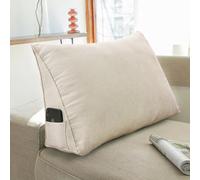 YOUGANG Cuscino triangolare per schienale, per letto/divano/divano, cuscino a cuneo con fodera rimovibile, cuscino di supporto lombare (beige, 70 x 50 x 20 cm)