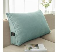 YOUGANG Cuscino triangolare per schienale, per letto/divano/divano, cuscino cilindrico per la schiena, con fodera rimovibile, cuscino di supporto lombare (blu lago, 70 x 50 x 20 cm)