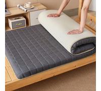YOUGANG Materassino futon portatile, tatami giapponese, tappetino da viaggio, lettino per gli ospiti, super morbido, topper per pavimento (grigio, 150 x 200 cm)