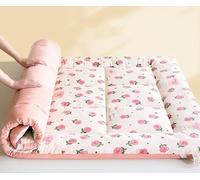YOUGANG Materasso futon giapponese, imbottito, pieghevole, portatile, arrotolabile, per campeggio, letto per gli ospiti, per campeggio e viaggi (rosa, 120 x 200 cm)