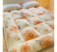 YOUGANG Materasso futon giapponese spesso 5 cm, coprimaterasso a pavimento, soffice e soffice, portatile, morbido, letto per gli ospiti, super morbido, tatami (arancione, 180 x 200 cm)