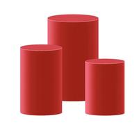 YOUGANG Set di 3/5 coperture per piedistallo per cilindri, in spandex, per feste, compleanni, matrimoni, rotonde, per baby shower (rosso, grande, 3 pezzi)