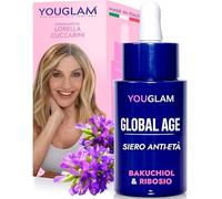 YOUGLAM Global Age Siero Viso Antirughe 30 ml - Siero Viso Acido Ialuronico con Bakuchiol, Ribosio e Prebiotici, Idratazione Profonda, Pelle Più Levigata e Luminosa