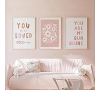 Youihom 3 Quadri per Cameretta Bambina Rose 30x40 Quadretti Cameretta Neonata Floreali Frasi Motivazionali Stampe Tela senza Cornice