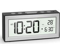 YouJabz Sveglia digitale con display a LED, sveglia da comodino a batteria con luce notturna, 5 programmi di allarme, snooze, regolazione automatica della luminosità, calendario, 12/24H, °F/°C