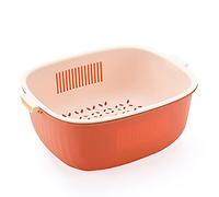 Youka Cestello di Scarico per Scolapasta da Cucina, Set di Ciotole per Scolapasta 2-in-1, Plastica PP Senza BPA Doppio Strato Staccabile per Lavare Verdure e Frutta