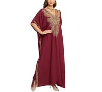 YOUKD Abito Caftano Stile Bohémien con Ricamo Floreale, Copricostume da Spiaggia, Bikini, Taglia Plus, per Donna, Taglia unica