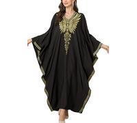 YOUKD Abito Copricostume per Bikini Boho Beach in Caftano Floreale Ricamato Plus Camicia da Notte per Donna