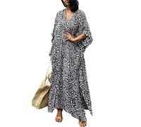 YouKD Abito da donna estivo lungo stile kaftán, stile bohémien, kaftán maxi, per la spiaggia, con copertura, kimono, taglia unica, Taglia unica