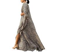 YouKD Abito da donna estivo lungo stile kaftán, stile bohémien, kaftán maxi, per la spiaggia, con copertura, in stile kimono, taglia unica, Taglia unica